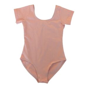 Arshiner Girls Short Sleeve Ballet Dance Leotard Pink Cotton Size 6-7